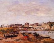 尤金 布丹 : Trouville, the View from Deauville on Market Day